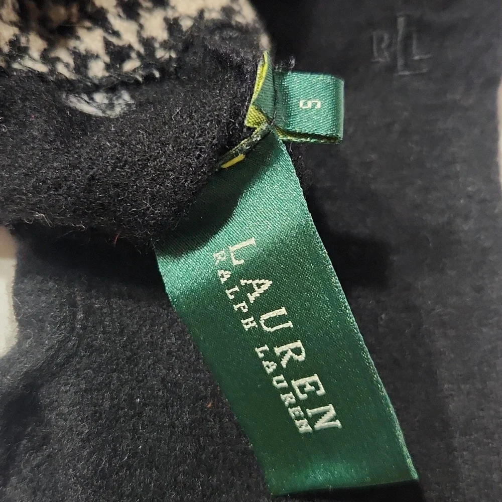 Lauren Ralph Lauren Wool & Cashmere Black Checked Gloves Size Small